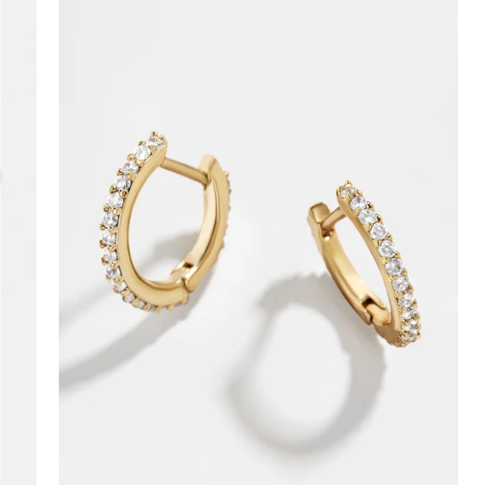BaubleBar Gold Hoop Earrings with Crystals
